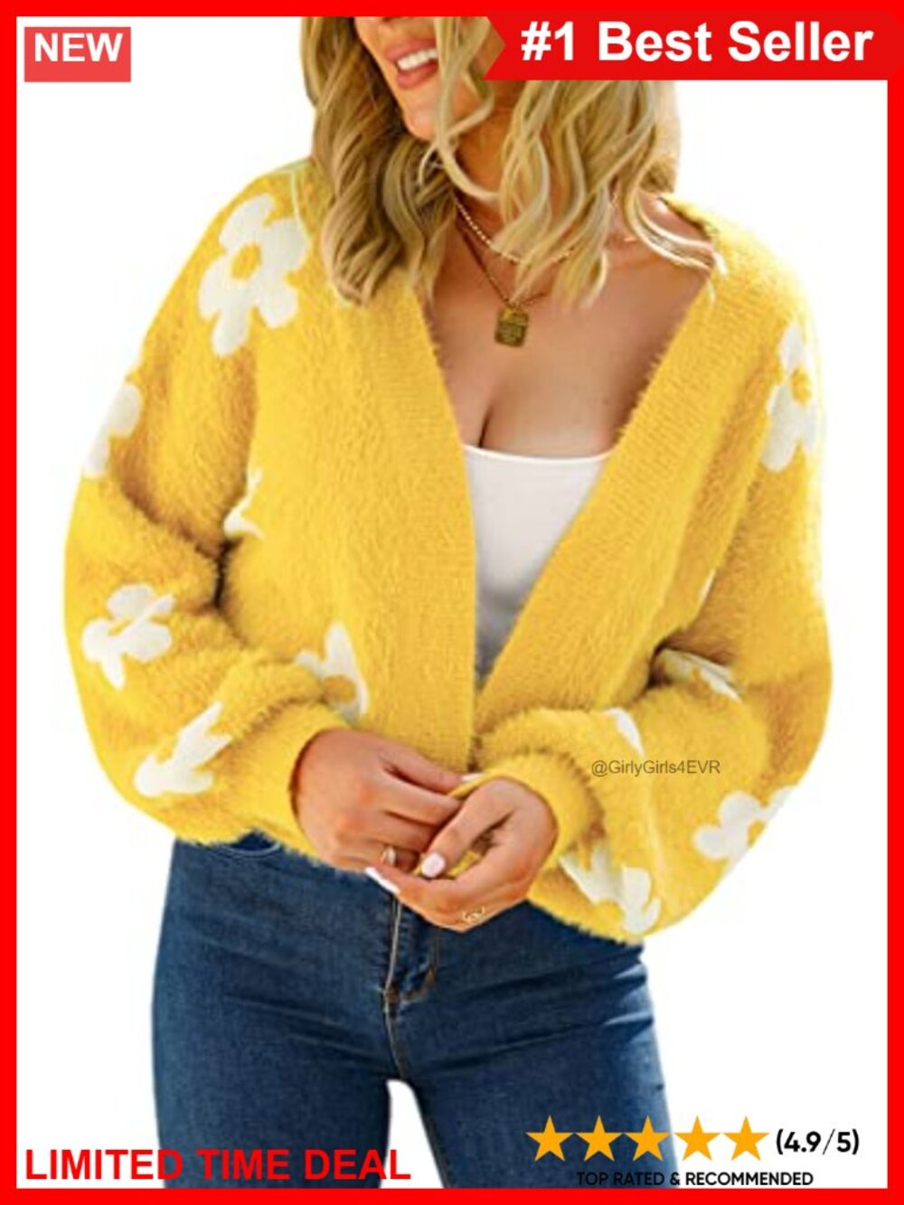 Floral Cropped Cardigan Long Sleeve Open Front Fuzzy Knit Sweater Women